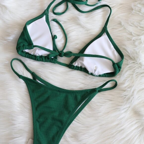 NEW Green String Triangle Bikini Set Size Small - Picture 7 of 9